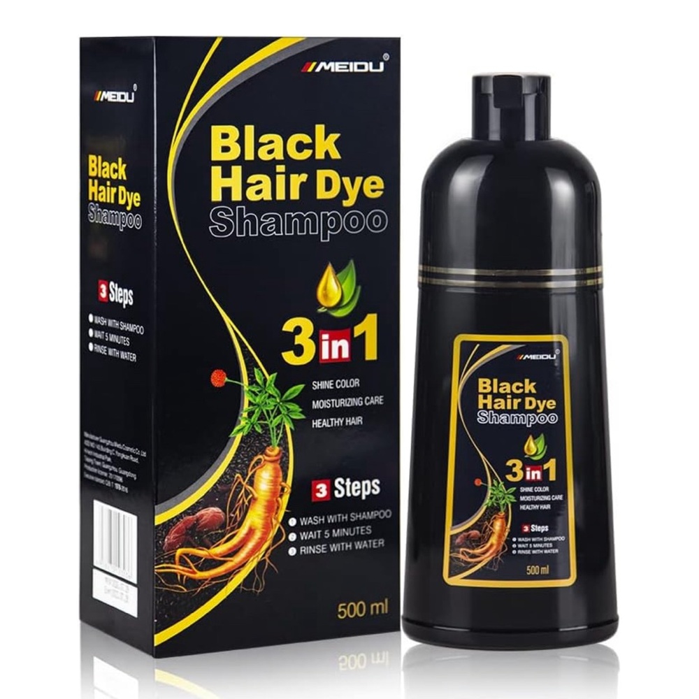 MEIDU Black Hair Dye Shampoo for Gray Hair - Dye hair at home  Easy & Quick